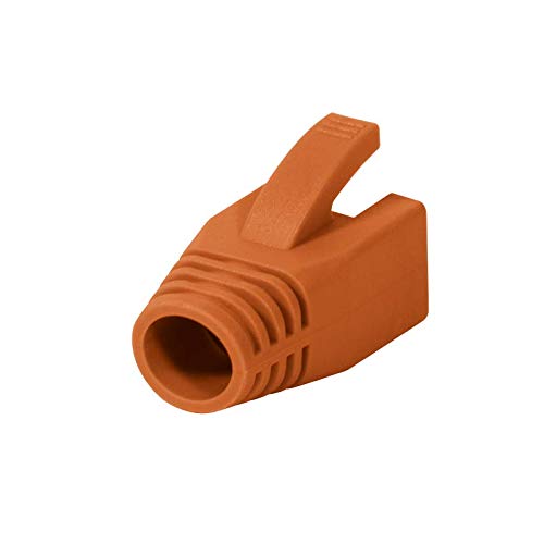 SatShop-FT - Conector de red modular RJ45 con alivio de tensión (cat. 7, cat. 6a, cat. 6, AWG23, 8 pines) RJ 45 chapado en oro naranja. 10x