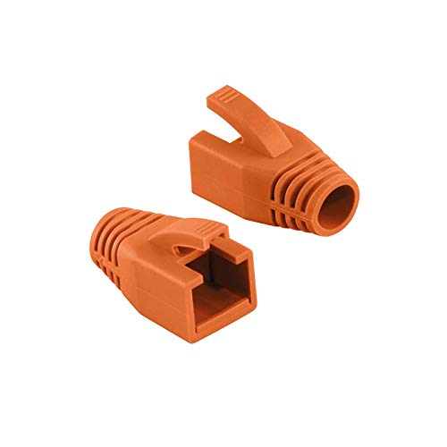 SatShop-FT - Conector de red modular RJ45 con alivio de tensión (cat. 7, cat. 6a, cat. 6, AWG23, 8 pines) RJ 45 chapado en oro naranja. 10x