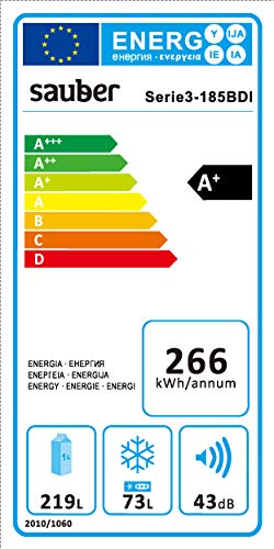 Sauber - Frigorífico Combi con DISPENSADOR SERIE 3-185BDI - No Frost (Congelador) - Eficiencia energética: A+ - 185x60cm - ENTREGA EN DOMICILIO