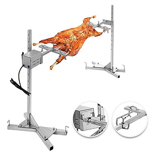 Sawera Kit de asador eléctrico automático para Barbacoa, Pincho asador con Motor, asador Giratorio eléctrico de Acero Inoxidable, Alturas Ajustables (15"/ 17" / 19"/ 22" / 24")