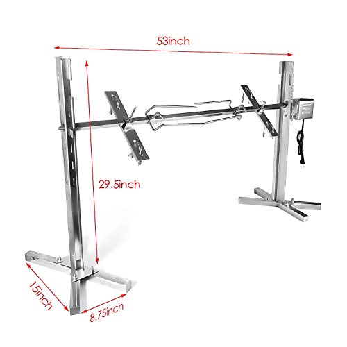 Sawera Kit de asador eléctrico automático para Barbacoa, Pincho asador con Motor, asador Giratorio eléctrico de Acero Inoxidable, Alturas Ajustables (15"/ 17" / 19"/ 22" / 24")