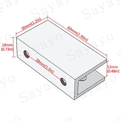 Sayayo Sujetador de vidrio sólido Soporte de estante de vidrio de bisagra de vidrio Montado en la pared, Adaptable 7-11MM Espesor de vidrio, Acero inoxidable pulido acabado, 2 piezas, EBL2000-2P