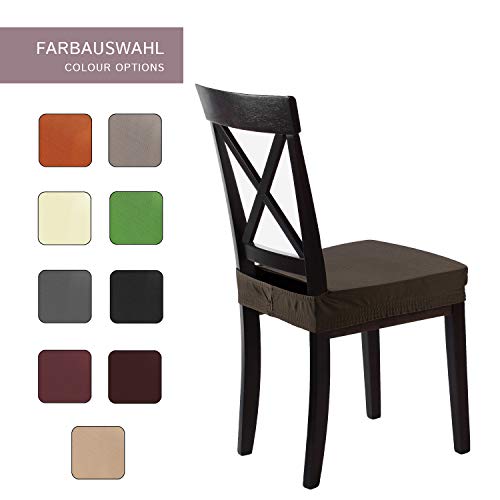 SCHEFFLER-Home Marie 2 Fundas para Asiento de sillas, Estirable Cubiertas hidrófugo, Funda con Banda elástica, Marrón