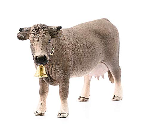 Schleich- Figura de Vaca Braunvieh con Cencerro, Color Marrón, 7,8 cm