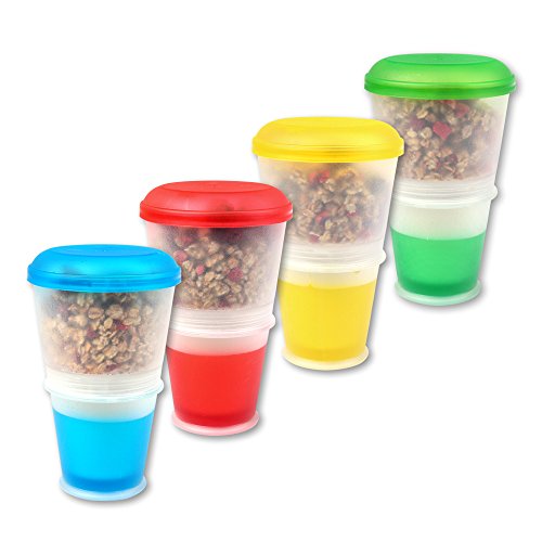 Schramm® 4-pack to go Taza de yogur Taza de Muesli to Go con compartimiento de enfriamiento