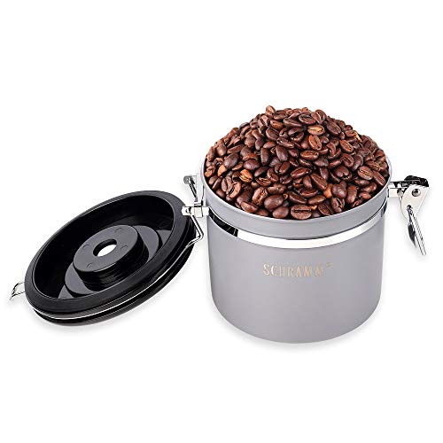 Schramm® Lata de café 1200 ml en 10 colores con cuchara dosificadora Altura: Lata de café de 12cm Contenedor de café de acero inoxidable, Farbe:grau