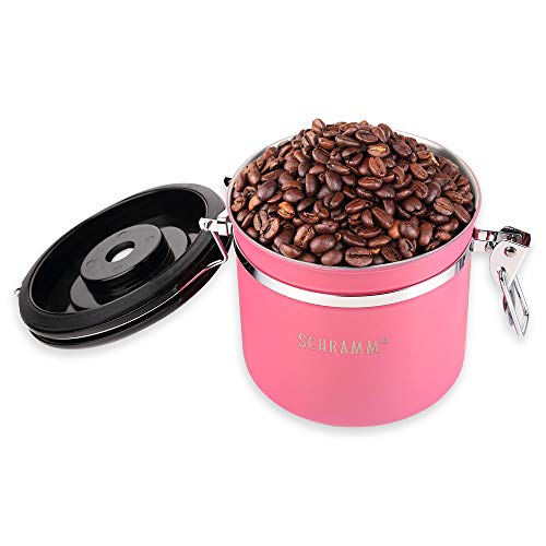 Schramm® Lata de café 1200 ml en 10 colores con cuchara dosificadora Altura: Lata de café de 12cm Contenedor de café de acero inoxidable, Farbe:Pink