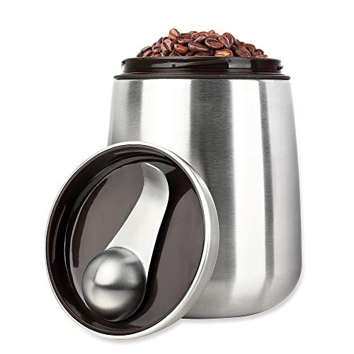 Schramm® Lata de café con cuchara dosificadora Lata de café Recipiente de café de acero inoxidable con sello de aroma hermético