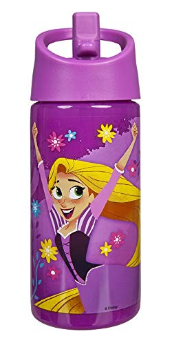 Scooli RAVT9914 – Botella deportiva de plástico con pajita integrada, sin BPA ni ftalatos, Disney Rapunzel, aprox. 400 ml