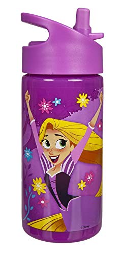 Scooli RAVT9914 – Botella deportiva de plástico con pajita integrada, sin BPA ni ftalatos, Disney Rapunzel, aprox. 400 ml