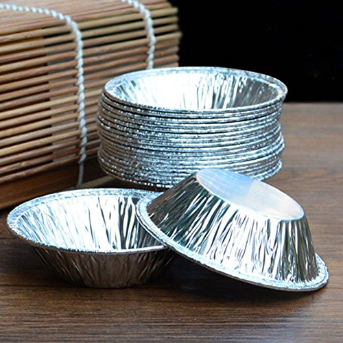 Scoolr - Molde para tarta de huevo, papel de aluminio, para magdalenas, galletas, pudín, herramienta para hornear, mini magdalenas, sartenes para suministros de horneado (papel de lata)