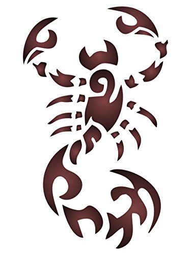 Scorpion Stencil – Plantilla de pared reutilizable de insectos tribales – Uso en proyectos de papel, álbumes de recortes, paredes de suelos, muebles, vidrio, madera, etc. large