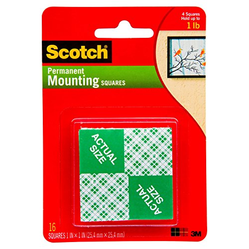 Scotch – Montaje permanente cuadrados (16 cuadrados por paquete), 25,4 mm x 25,4 mm