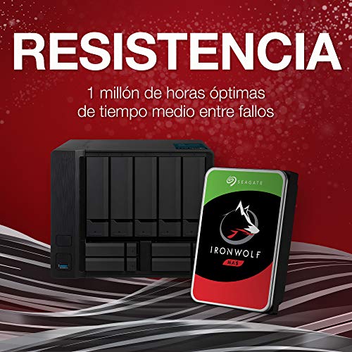 Seagate IronWolf, 2TB, NAS, Disco duro interno, HDD, CMR 3,5" SATA 6 Gb/s, 7200 r.p.m., caché de 256 MB para almacenamiento conectado a red RAID (ST2000VN004)