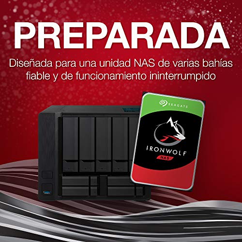 Seagate IronWolf, 2TB, NAS, Disco duro interno, HDD, CMR 3,5" SATA 6 Gb/s, 7200 r.p.m., caché de 256 MB para almacenamiento conectado a red RAID (ST2000VN004)