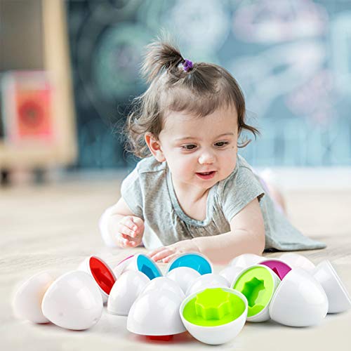 Seamuing Matching Eggs Set para Niños, 12 piezas Color y Forma de Huevo a Juego para el Viaje de Pascua Juego de Bingo Aprendizaje Temprano Educativo Motricidad Fina Montessori Regalo