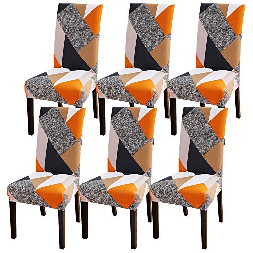 SearchI Fundas de Sillas Comedor Elásticas 6 Piezas,Extraíbles y Lavables,Cubierta Sillas Universal para Comedor Cocina Salon Restaurant Hotel Décor,Funda Protector para Silla(Geométrico,Pack de 6)