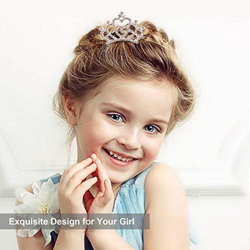 Seatecks 4PCS Set de aro de pelo Corona+100Pcs Gomas elásticas para el cabello Princesa Diamantes de imitación Diadema Pinzas para el cabello Accesorios para niñas pequeñas Bebé Niños DIY Peinado