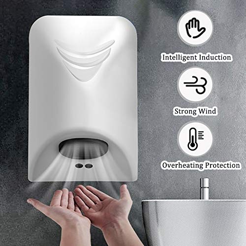 Secador de Manos Automático 2000W,Secador de Manos Eléctrico, Dispositivo de Secado de Manos para el Hogar,Baño,Secador de Aire Caliente,Soplador de Mano