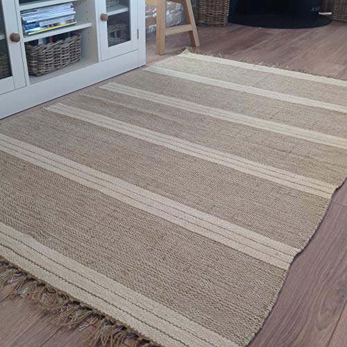 Second Nature Online Reteela - Alfombra grande (120 x 180 cm), diseño de rayas, color beige y blanco