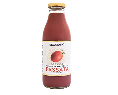 Seggiano Premium Organic Sicilian Tomate Passata 500g - Vegano, sin OGM, y orgánico, hecho de tomates frescos fuera de la vid, lleno de sabor