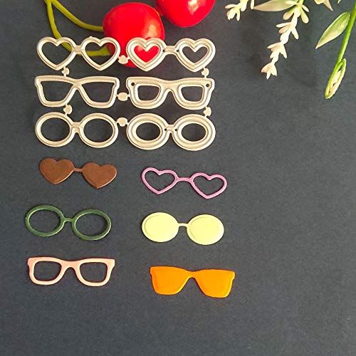 Seis tipos de gafas y accesorios de montura de gafas Corte de metal Molde álbum de recortes Álbum de bricolaje Plantilla de tarjeta Tecnología de papel