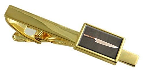 Select Gifts Cuchillo de Chef de Tono Oro Clip de Corbata Cuadro de Mensaje Grabado