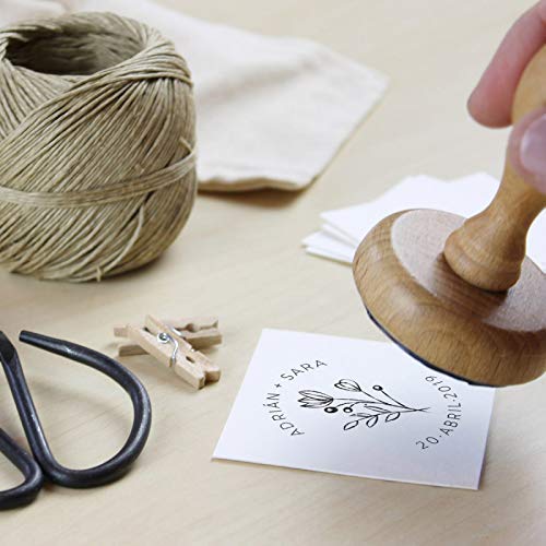 Sello Personalizado de Boda, 12 Diseños Exclusivos para Elegir, Sellos de Madera para Bodas con Tinta Opcional