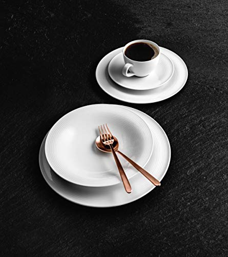 Seltmann Weiden servicio combinado 30 piezas | Set para 6 personas | Serie Beat blanco | servicio incluye cada 6 plato de cena, plato de sopa, plato de desayuno, taza de café, platillo de café