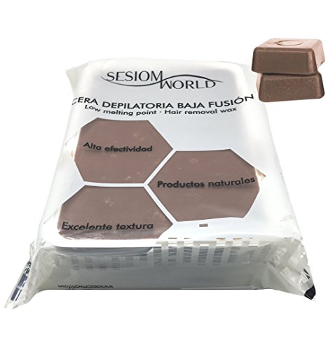 Sesiomworld Cera Depilatoria de Baja Fusión Chocolate con Cacao Bandeja 1 Kilo 1 Unidad 1000 g