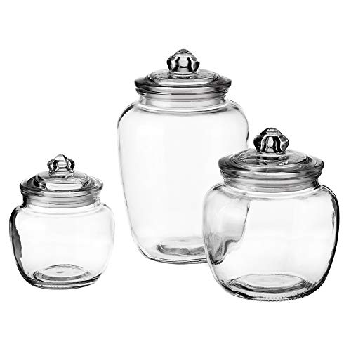 Set de 3 tarros de cristal para cocina transparentes clásicos - LOLAhome