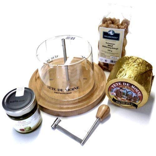 Set de pasteles de queso 1 barra de ca 800 G Tete de Moine queso cabeza de monje reserva 250 G Fig mostaza 100 G Suiza hojaldre-Stängli