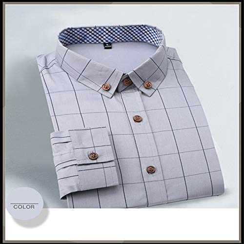 SFYZY Camisa de algodón con Botones para Hombre Camisa de Negocios a Cuadros de Manga Larga Delgada y mercerizada Color Liso Algodón Opcional Cárdigan de Solapa Urbana Ropa de Abrigo