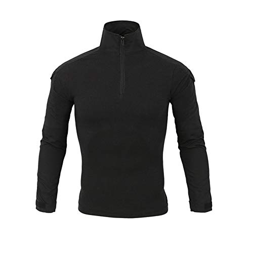 SFYZY Camisa de Manga Larga táctica de Entrenamiento Militar Delgada para Hombres 1/4 Camisa de Camuflaje con Cremallera Delantera Traje de Entrenamiento de Combate al Aire Libre Chaqueta elástica