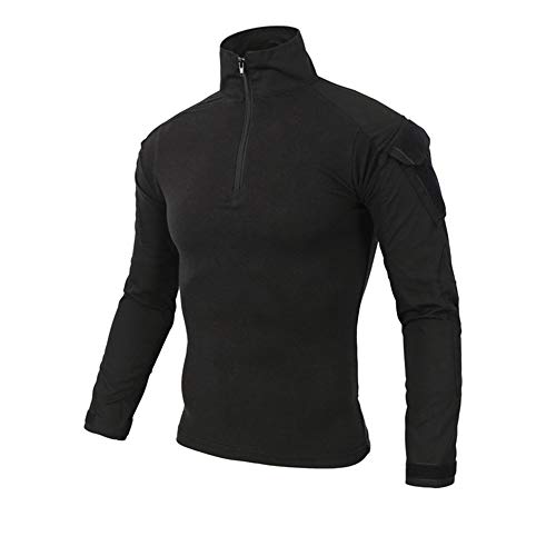 SFYZY Camisa de Manga Larga táctica de Entrenamiento Militar Delgada para Hombres 1/4 Camisa de Camuflaje con Cremallera Delantera Traje de Entrenamiento de Combate al Aire Libre Chaqueta elástica