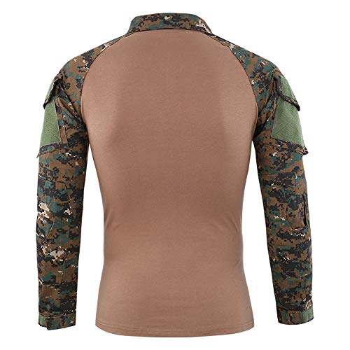 SFYZY Camisa de Manga Larga táctica de Entrenamiento Militar Delgada para Hombres 1/4 Camisa de Camuflaje con Cremallera Delantera Traje de Entrenamiento de Combate al Aire Libre Chaqueta elástica