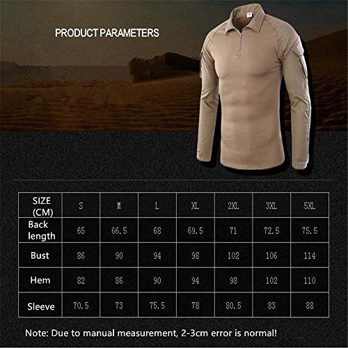 SFYZY Camisa de Manga Larga táctica de Entrenamiento Militar Delgada para Hombres 1/4 Camisa de Camuflaje con Cremallera Delantera Traje de Entrenamiento de Combate al Aire Libre Chaqueta elástica