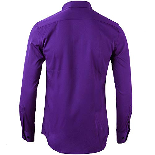 SFYZY Camisa de Vestir Casual Multicolor Pura para Hombre Camisa de Manga Larga Delgada Botón de Vestir de Moda Juvenil Botón botón Abrigo de Noche elástico