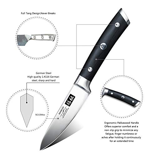 SHAN ZU Cuchillo para Fruta y Cuchillo de Oficina Cuchillo para Pelar Cuchillo para Fruta Cuchillo de Cocina de Acero Inoxidable de 9,5 cm - Classic Serie