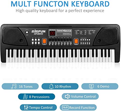 Shayson Tastiera Musicali, Pianoforte per Bambini 61 Tasti Multifunzione Tastiera Elettronica con Microfono Giocattolo Educativo per Bambini Regalo Regalo