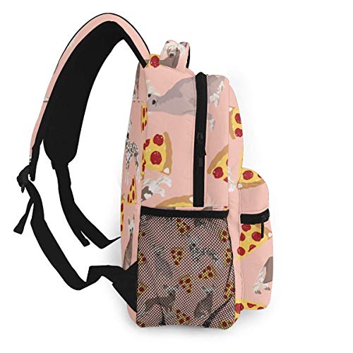 shenguangMochila Informal única Personalizada con Estampado de Pizza de Perro con Cresta Chino, Mochila de Viaje, Regalo