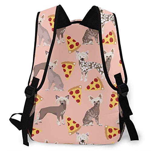 shenguangMochila Informal única Personalizada con Estampado de Pizza de Perro con Cresta Chino, Mochila de Viaje, Regalo