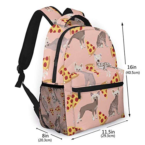 shenguangMochila Informal única Personalizada con Estampado de Pizza de Perro con Cresta Chino, Mochila de Viaje, Regalo