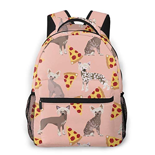 shenguangMochila Informal única Personalizada con Estampado de Pizza de Perro con Cresta Chino, Mochila de Viaje, Regalo