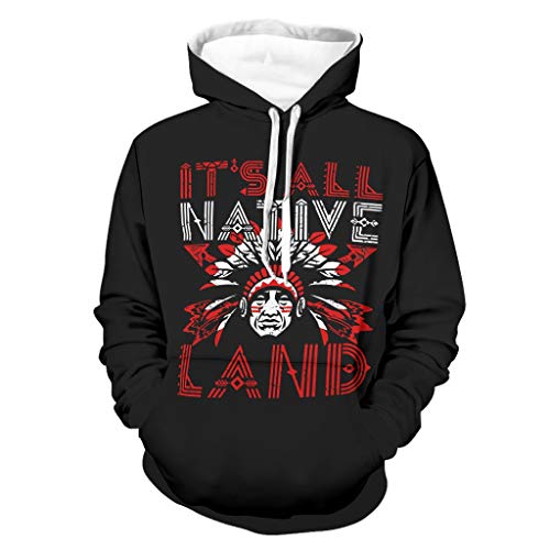 Shinelly Bloody Red Native Indian American Chef Tribal Land - Sudadera con capucha para hombre, manga larga, con bolsillos blanco XL