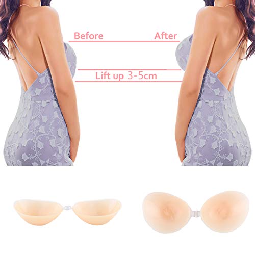 SHINYMOD Sujetador sin Tirantes, Adhesivo Silicona Invisible Backless Push Up Sujetador Sexy Suave Reutilizable Cómodo Sujetador de Copa y 3Pcs Sujetador Acolchado para Mujer de Traje de baño