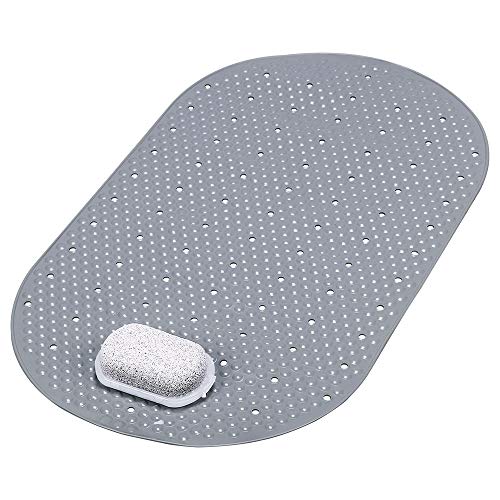 Shirylzee - Alfombrilla de baño antideslizante para ducha (PVC, con piedra pómez extraíble, 39 x 69 cm), color gris