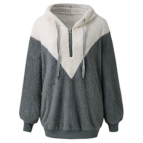 SHOBDW Liquidación Venta Mujer Sudadera con Capucha Suelta Tallas Grandes Jersey de Mujer Jersey otoño Invierno Manga Larga Remata Abrigo cálido (S, Gris-2)