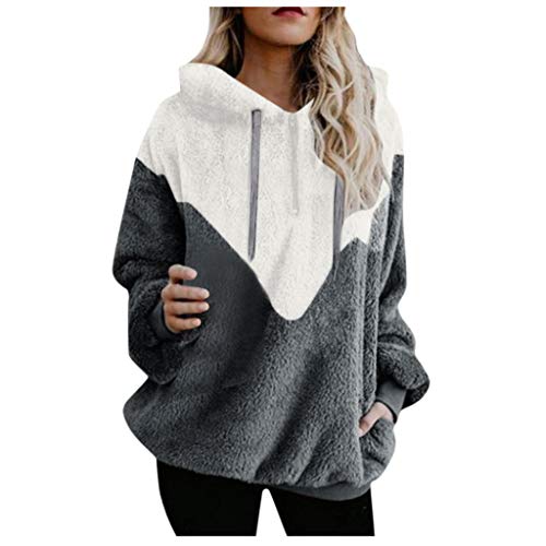 SHOBDW Liquidación Venta Mujer Sudadera con Capucha Suelta Tallas Grandes Jersey de Mujer Jersey otoño Invierno Manga Larga Remata Abrigo cálido (S, Gris-2)