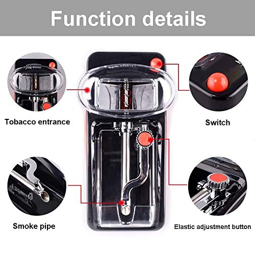 SHOUJIK Máquina de Cigarrillos Automática Accesorios de Cigarrillos Tabaco Material plástico Transparente Respetuoso con el Medio Ambiente y no tóxico Tubo de Acero Inoxidable